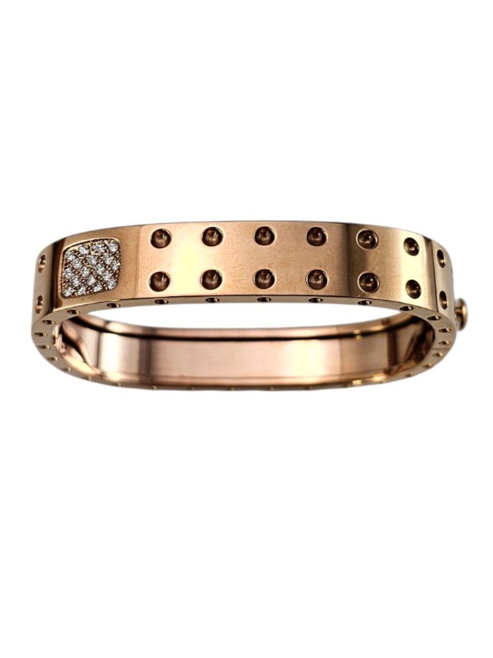 Roberto Coin 18K Rose Gold Pois Moi Diamond Bangle Bracelet w/Box #25037